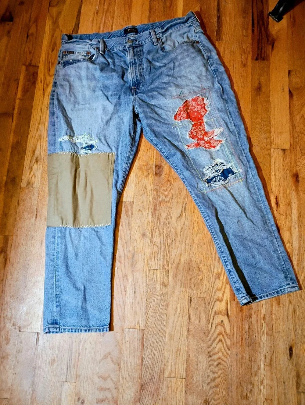 Lauren Ralph Lauren Distressed Patchwork Jeans Sz 18